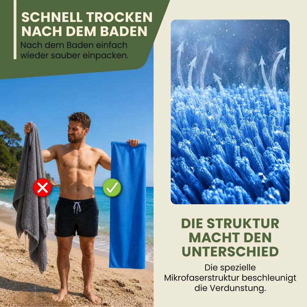 TravelTowel Pro – trocknet schnell, saugt stark, passt in jede Tasche